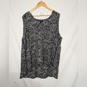 Lane Bryant Women's Black & White Sleeveless Leopard Animal Print Top Size 28